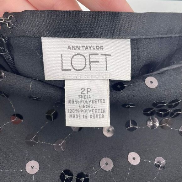 LOFT Women's Sheer Lined Sequin Overlay Straight Pencil Skirt Black Size 2P - Picture 4 of 9